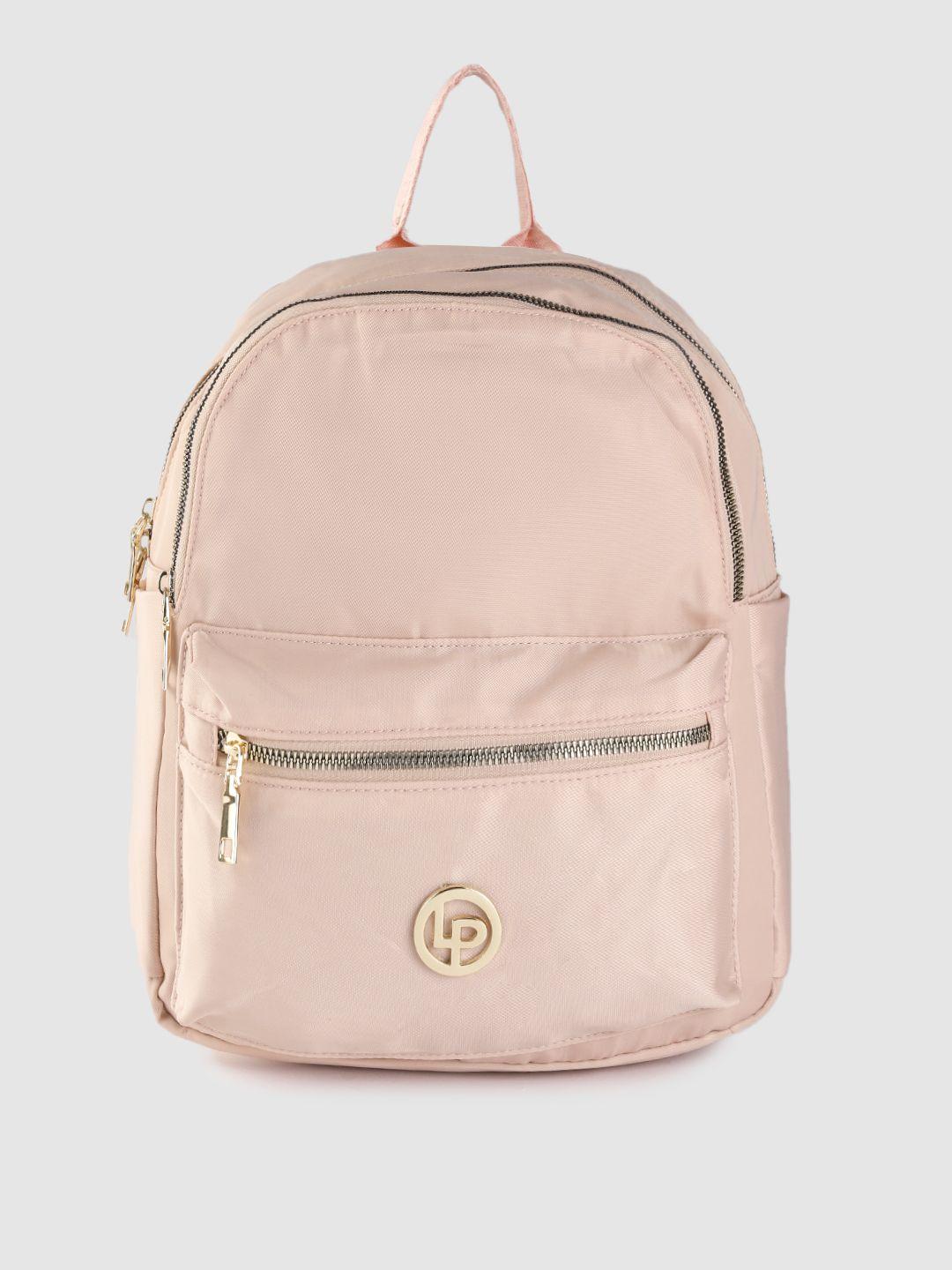 lino perros women peach-coloured solid laptop backpack