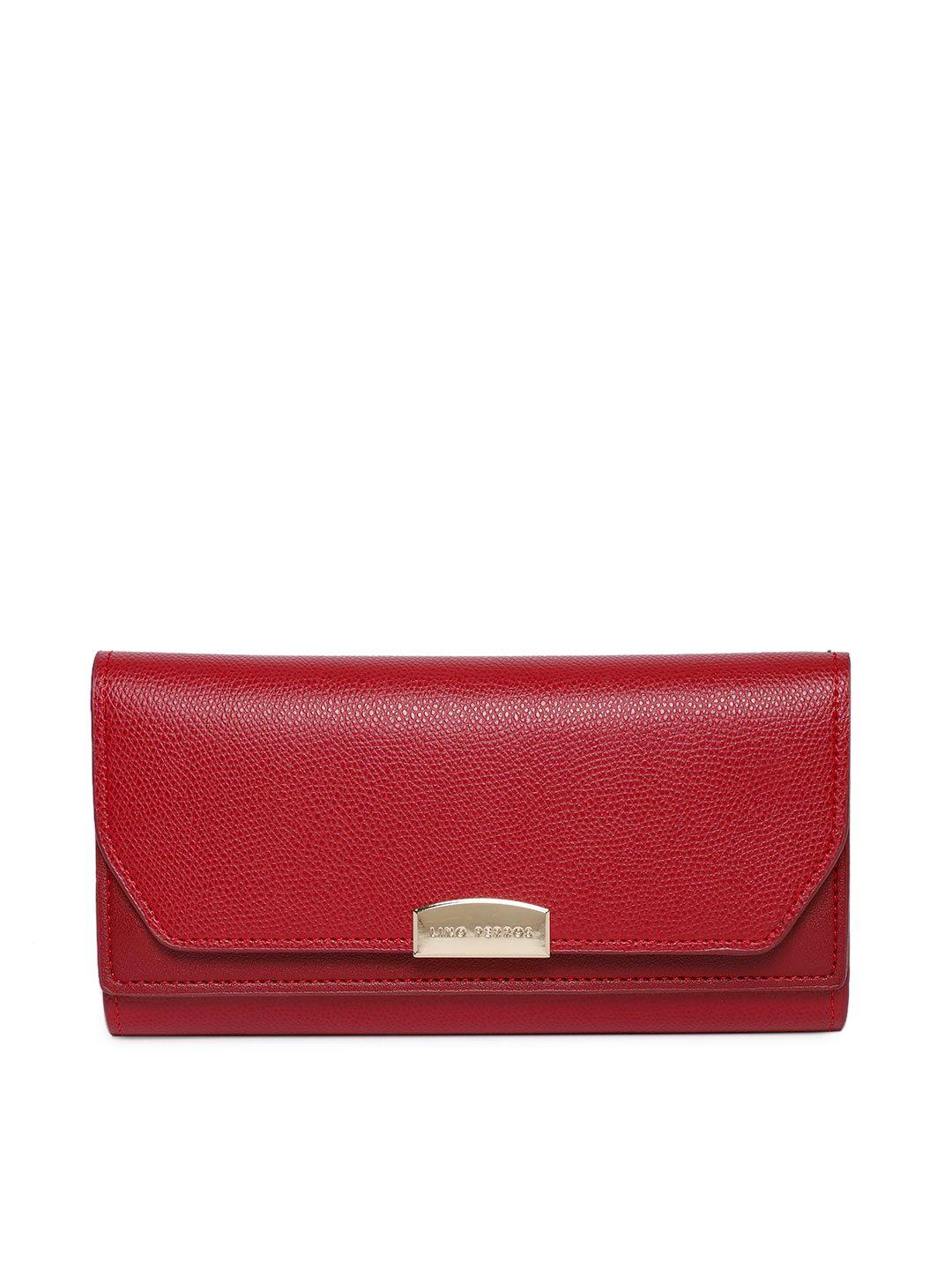 lino perros women red solid three fold wallet