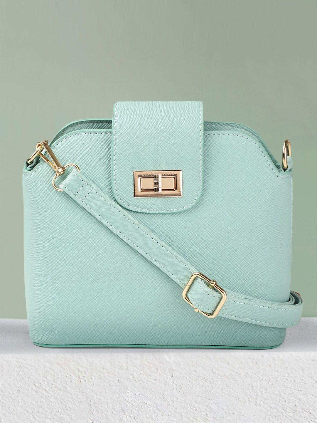 lino perros women sea green solid sling bag