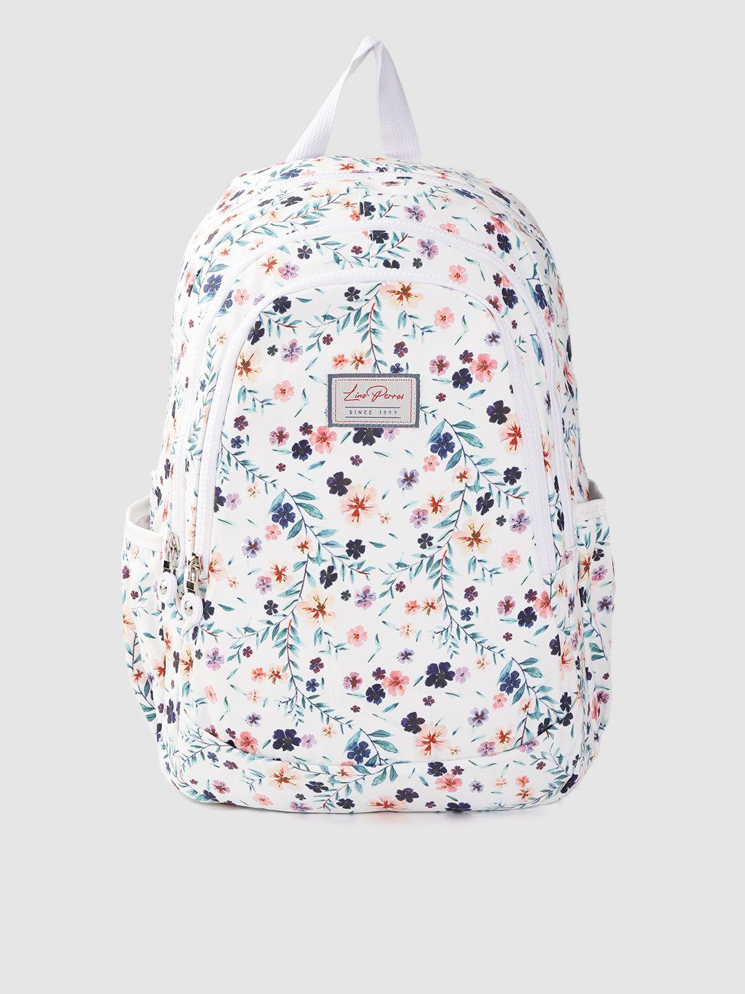 lino perros women white & green floral print 13 inch laptop backpack