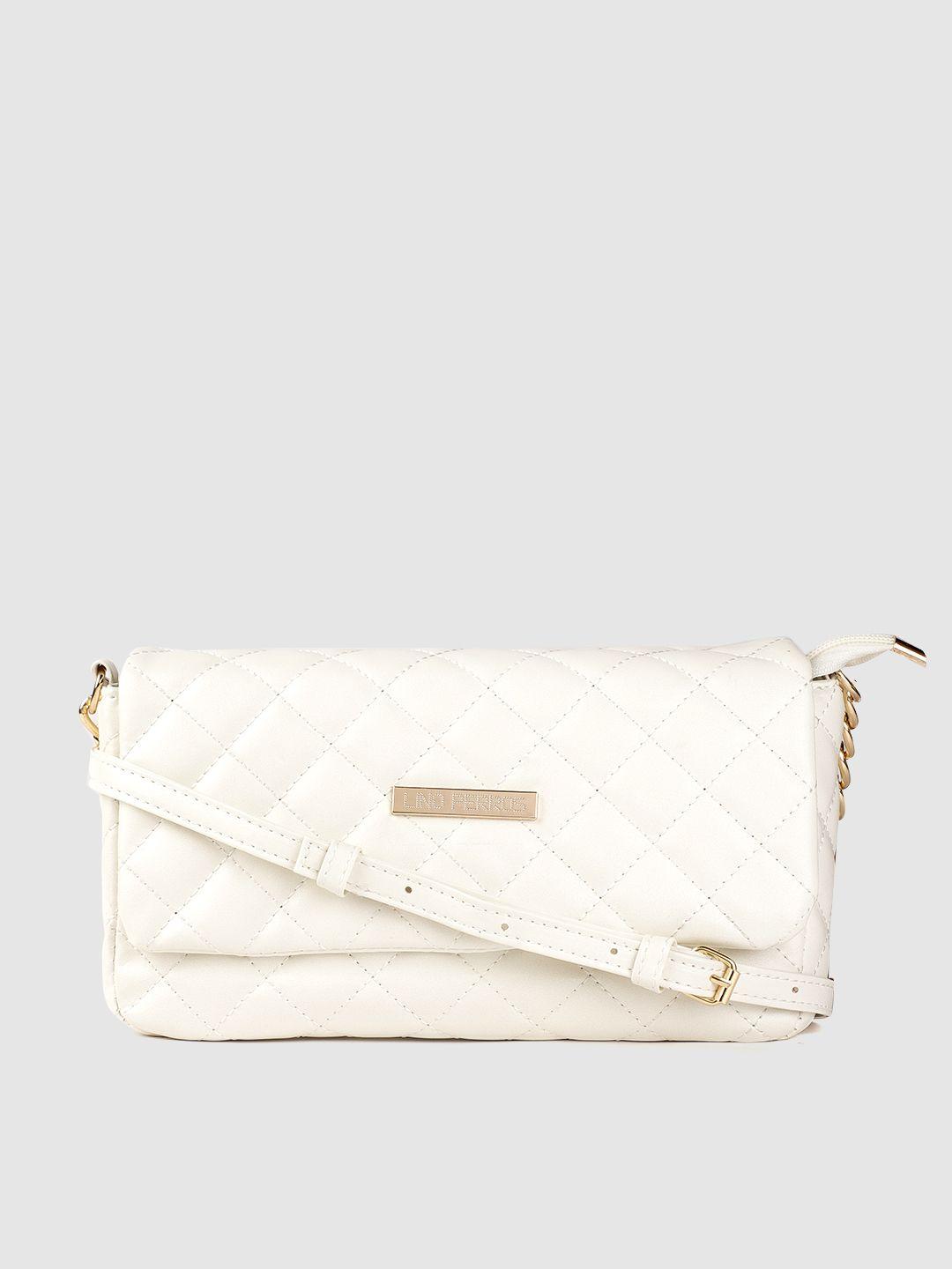 lino perros women white quilted structured sling bag