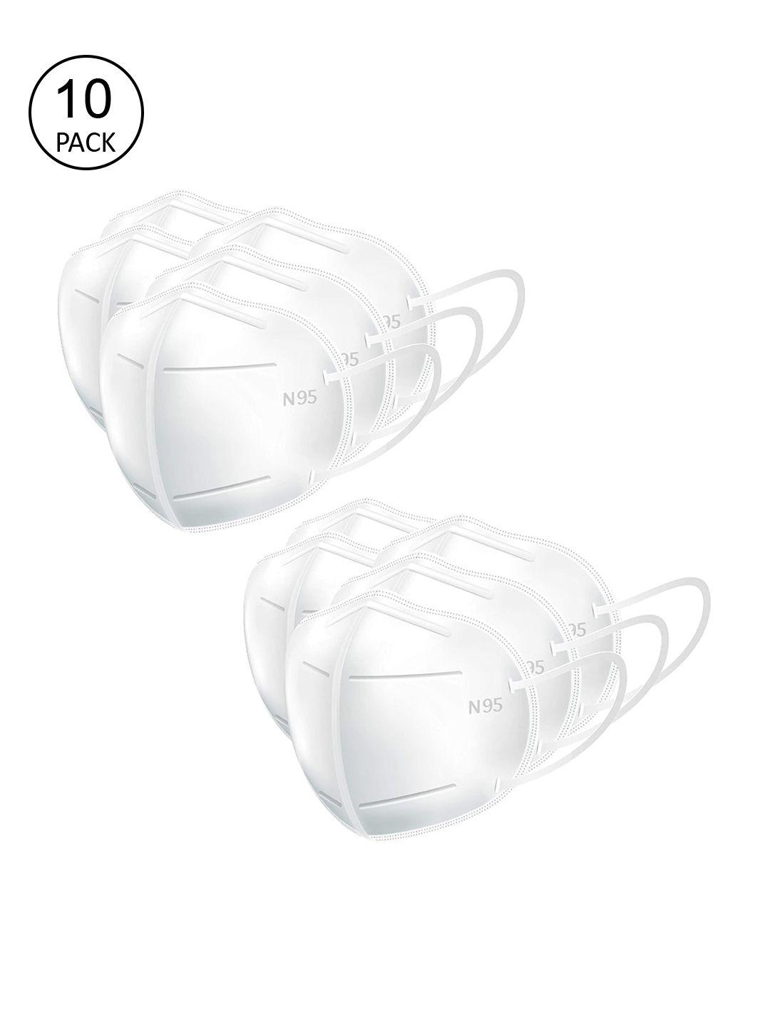 lioncrown unisex pack of 10 white solid 5-ply reusable n95 masks