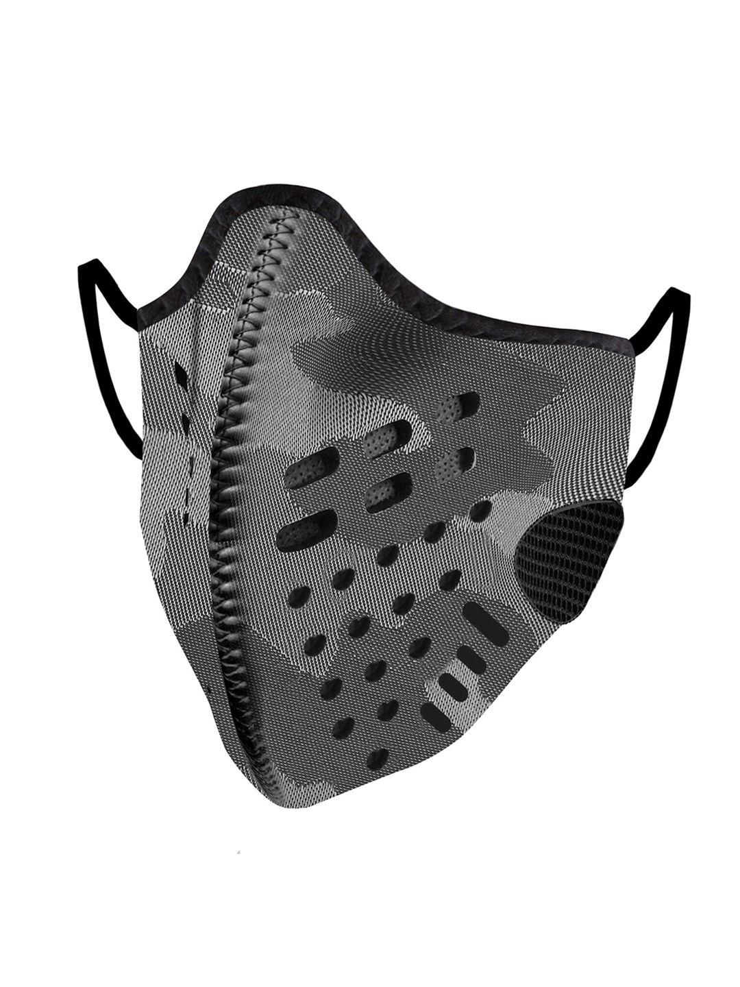 lioncrown charcoal grey & black camouflage printed 6-ply cloth mask
