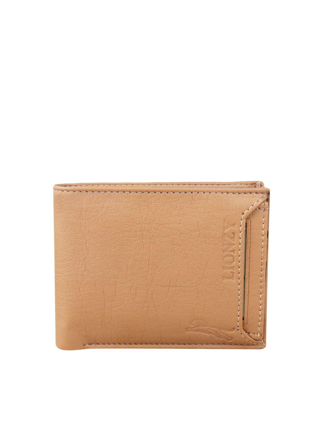 lionzy men beige two fold wallet