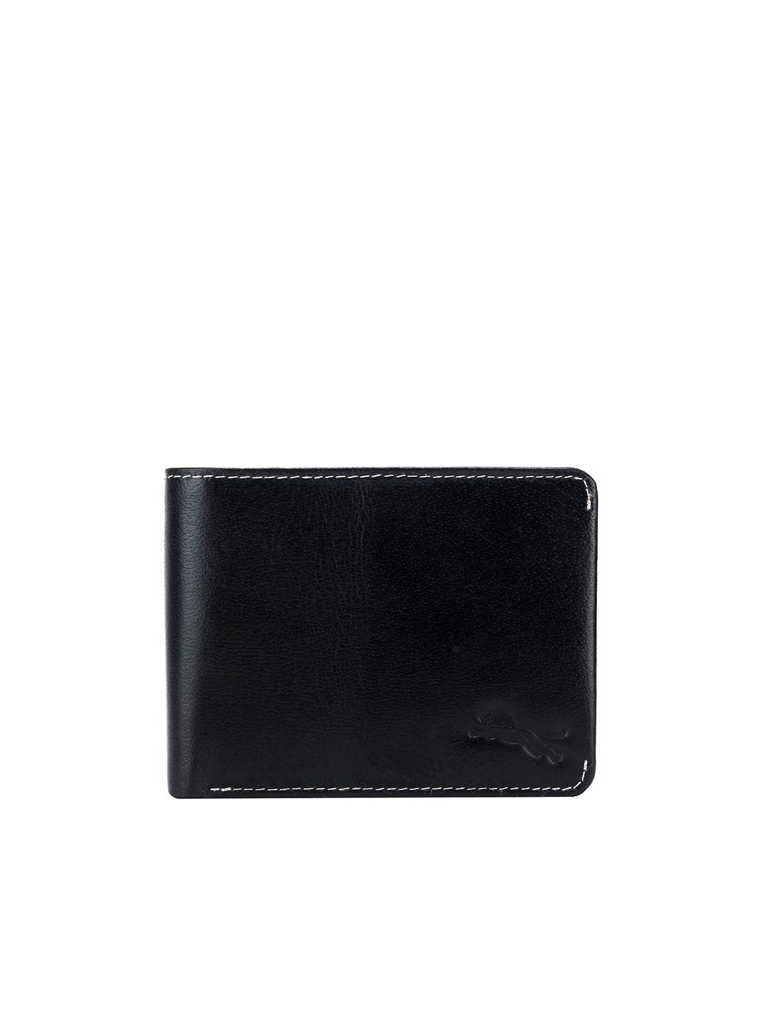 lionzy men black leather two fold wallet