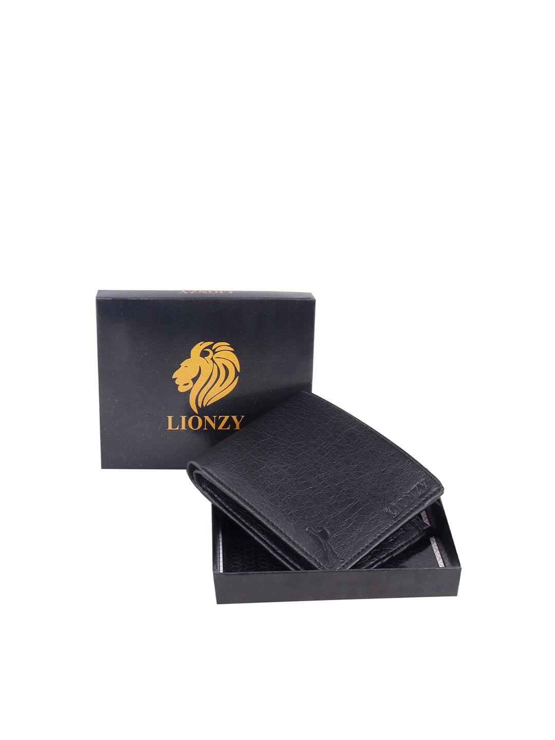 lionzy men black two fold wallet