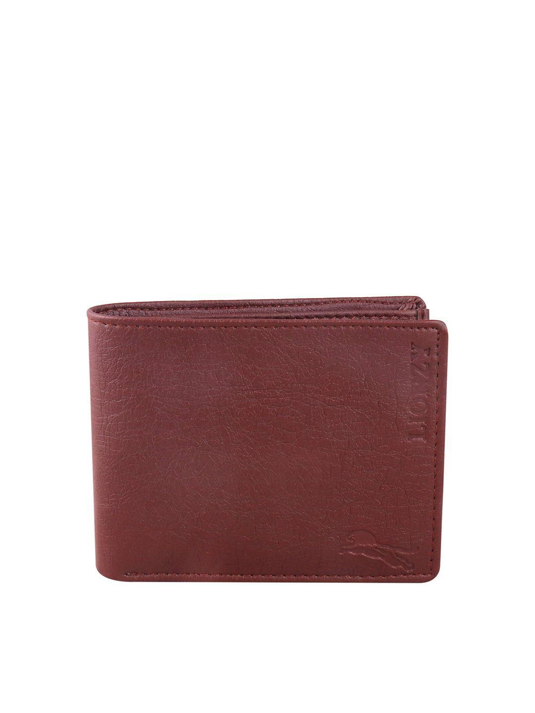 lionzy men brown textured two fold wallet