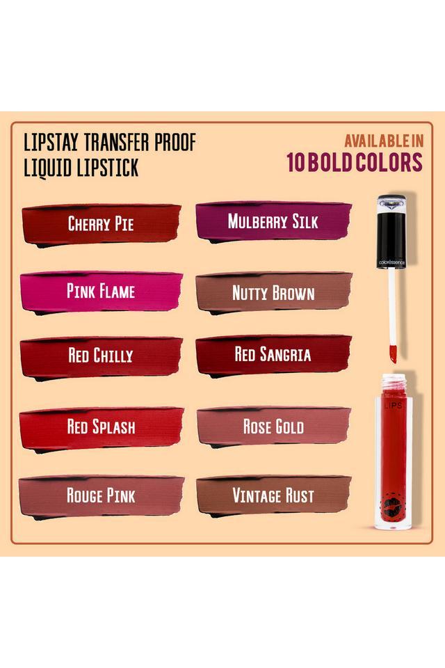 lipstay tranfer proof matte finish highly deep color liquid lipstick, nutty brown