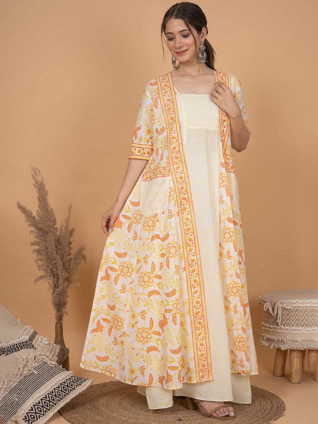 lirose orange floral print fit & flare maxi dress