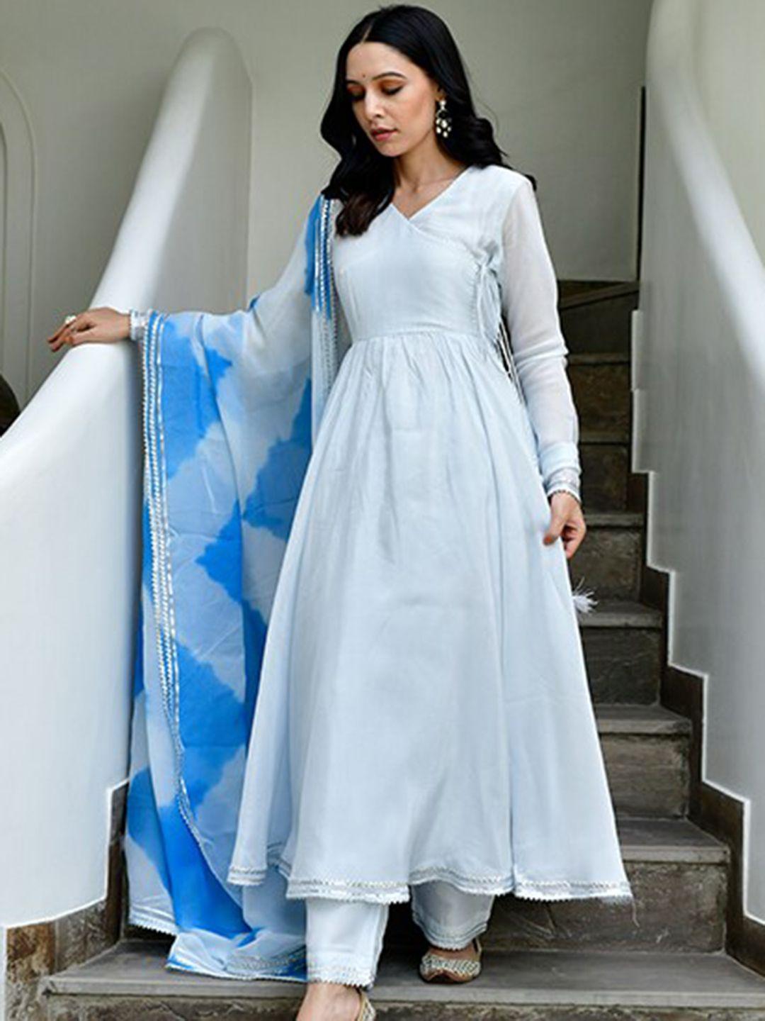 lirose angrakha gotta patti pure silk kurta & trousers with dupatta