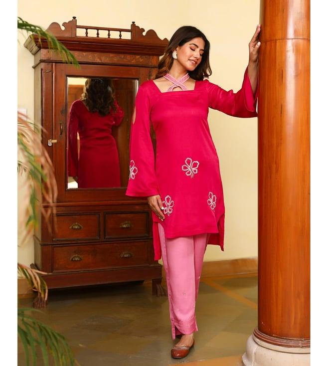 lirose pink varda kurta with pant