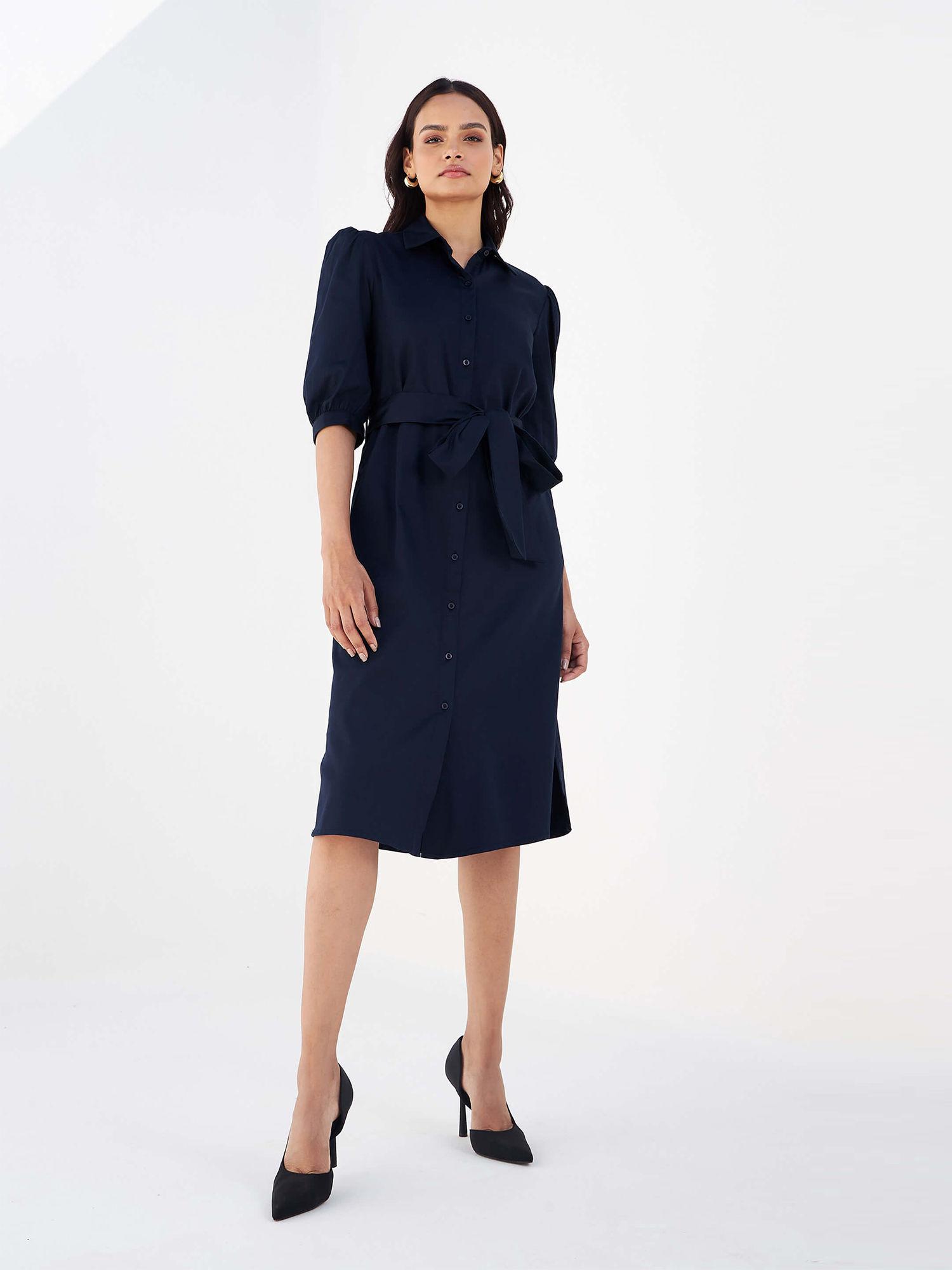 lisbon navy blue shirt dress (set of 2)