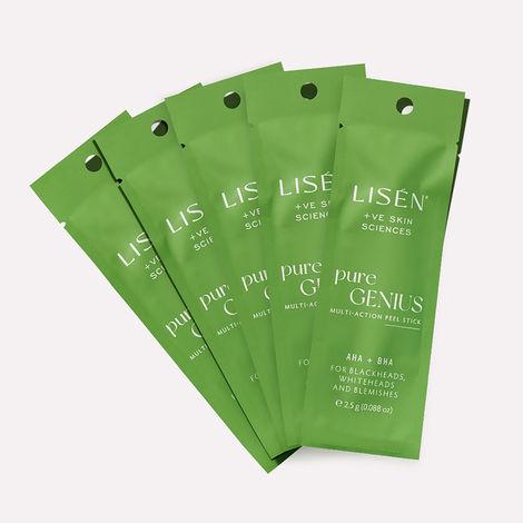 lisen pure genius multi - action peel stick pack of 5 | formulated with aha and bha for blackheads, whiteheads (women & men)