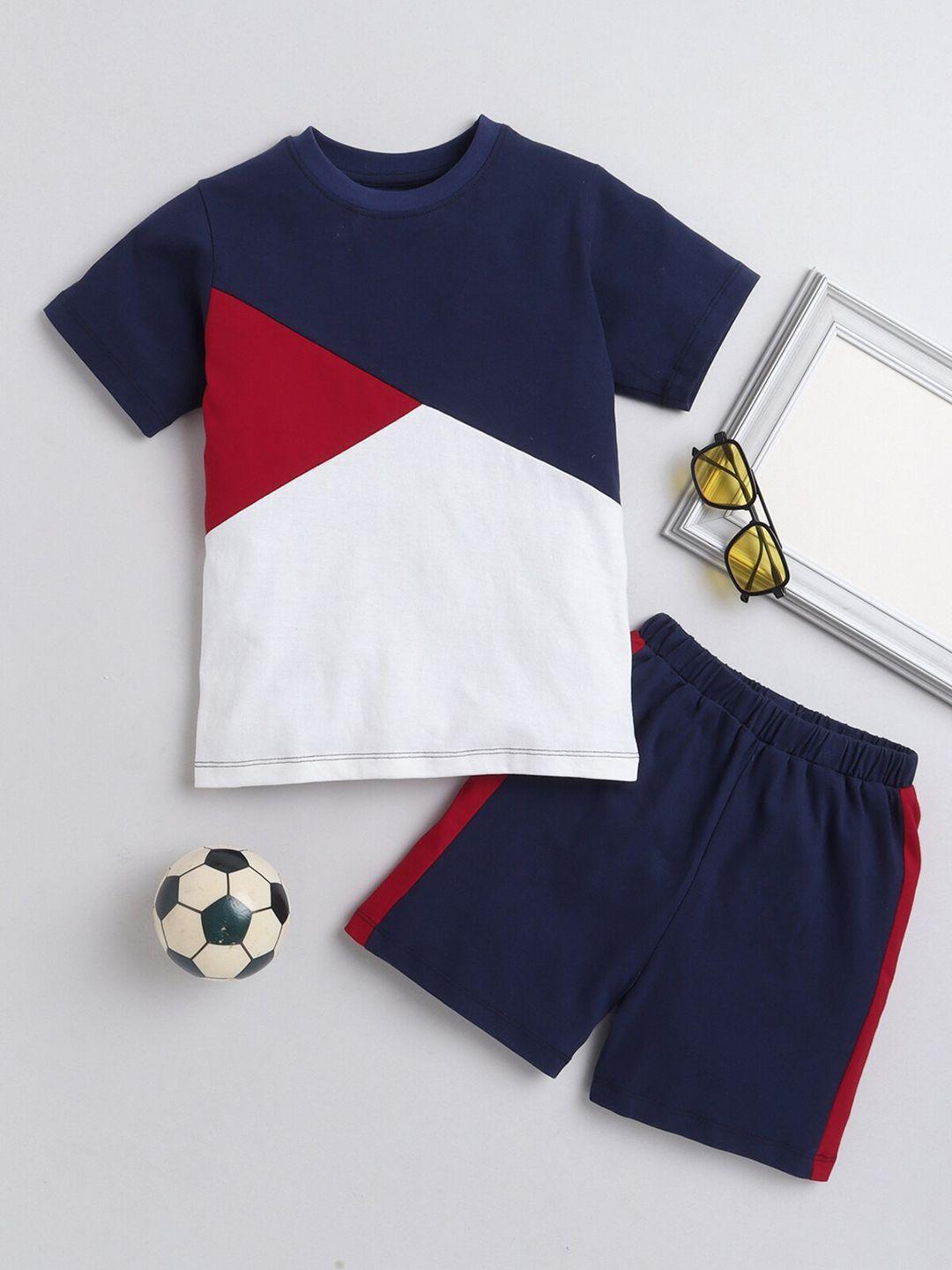 little-angels-boys-colourblocked-pure-cotton-t-shirt-with-shorts