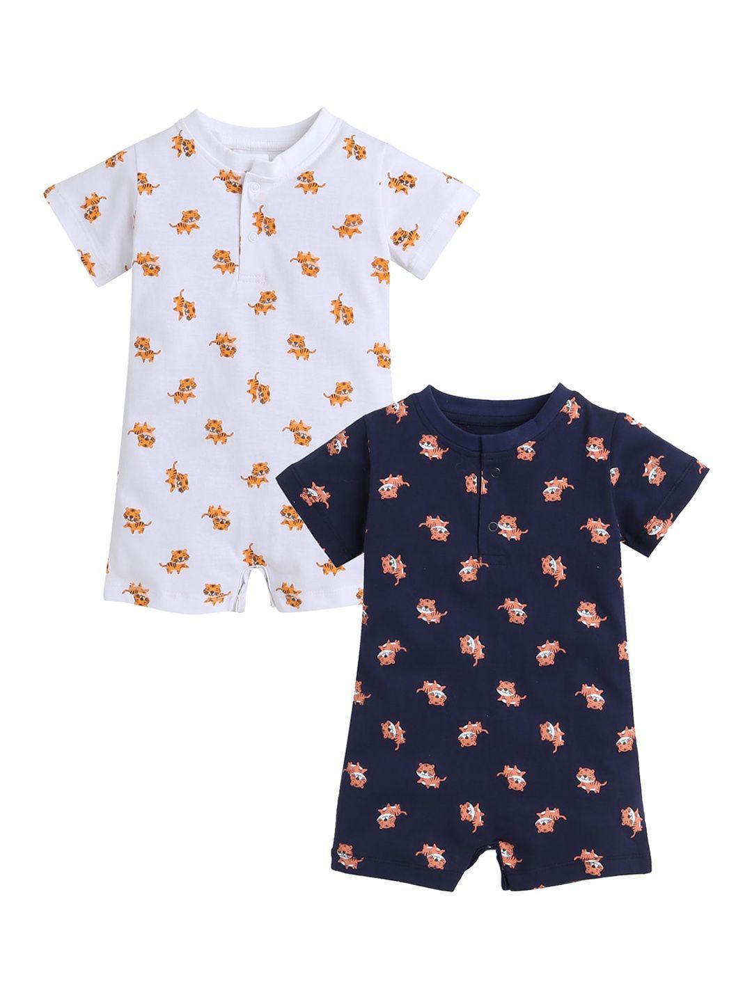 little angels infants pack of 2 printed cotton rompers