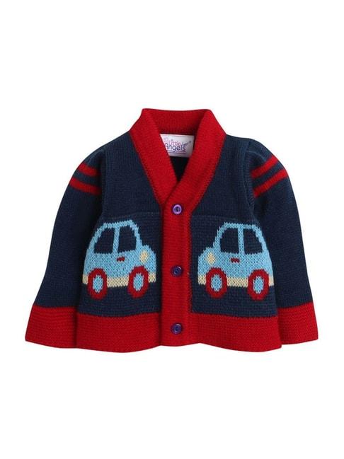 little angels kids navy embroidered full sleeves cardigan