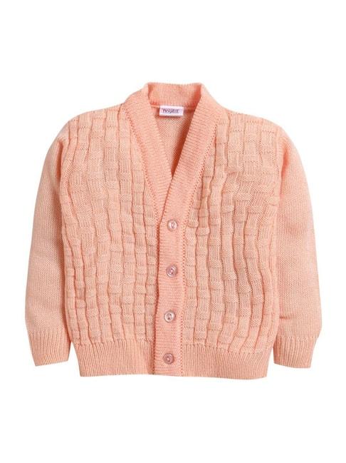 little angels kids peach chequered full sleeves cardigan
