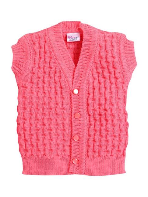 little angels kids pink textured pattern sweater