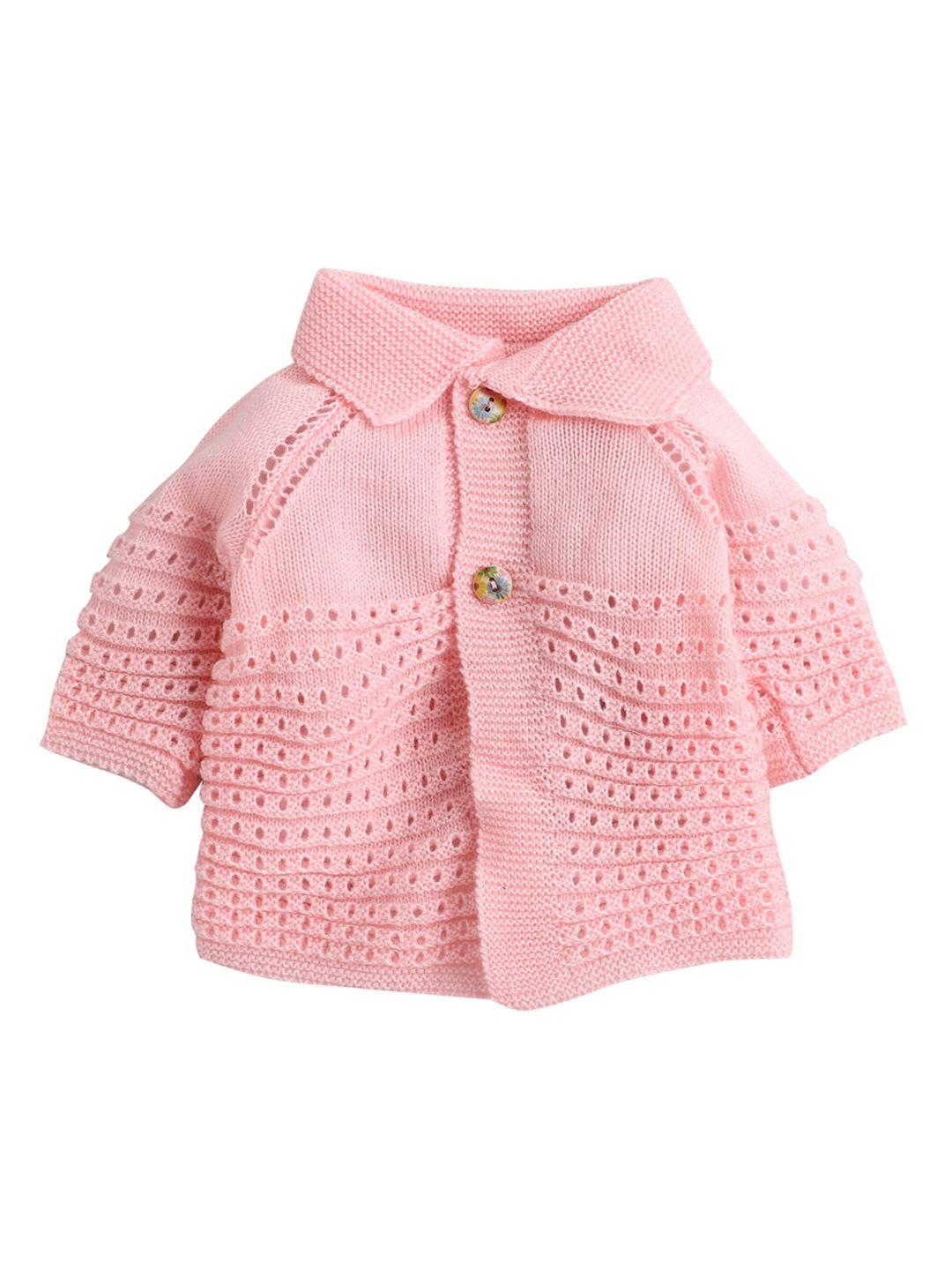 little angels unisex kids pink self design cardigan sweater