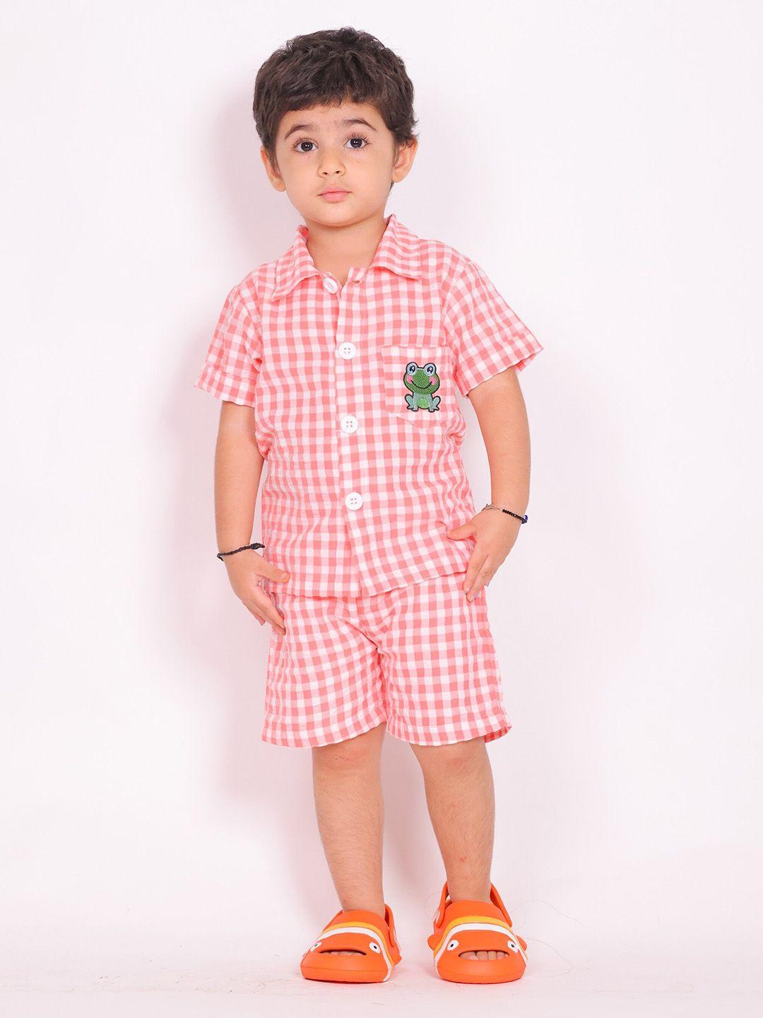 little carrot boys checked printed shirt with shorts