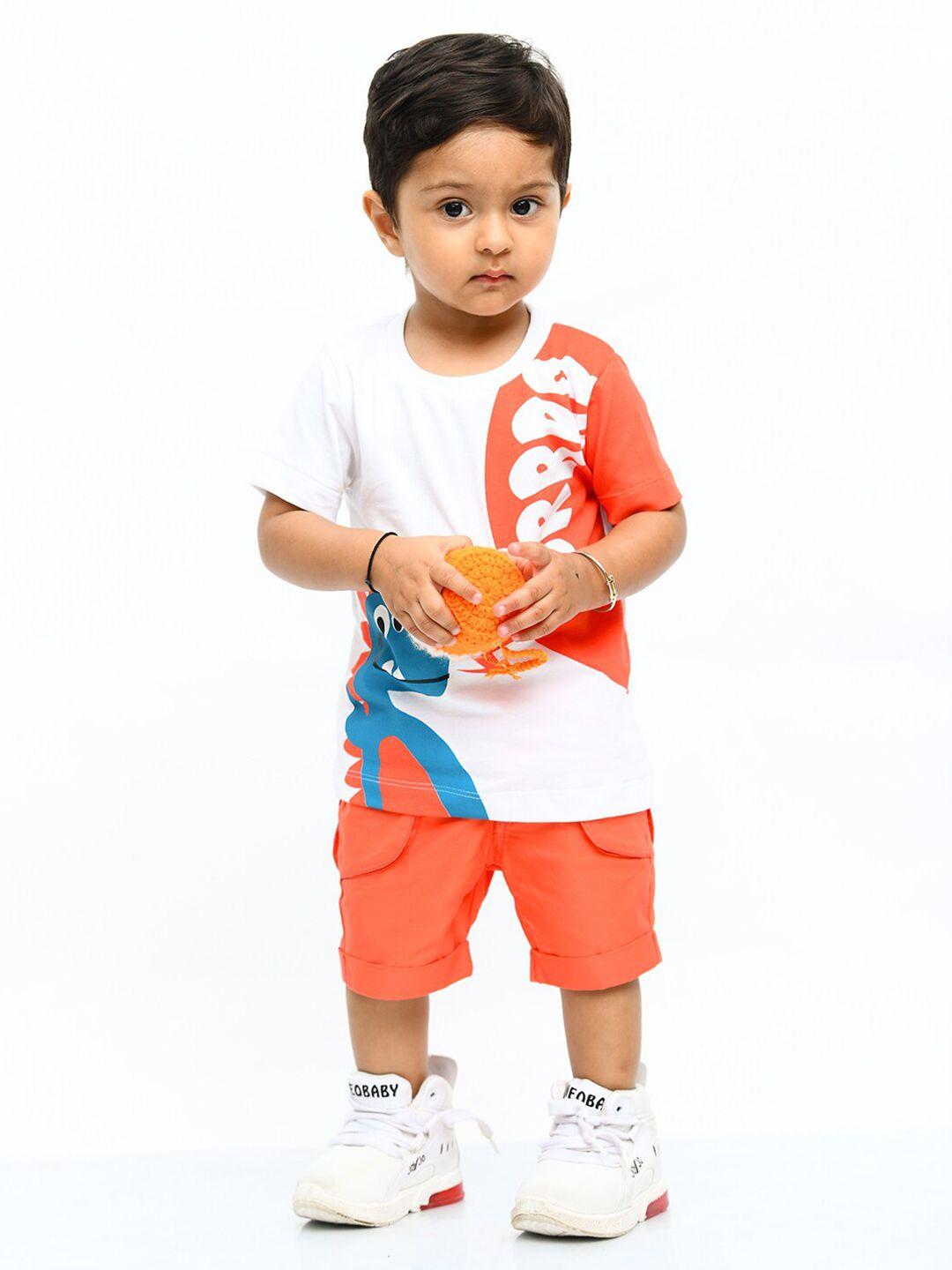 little-carrot-boys-orange-&-blue-printed-t-shirt-with-shorts
