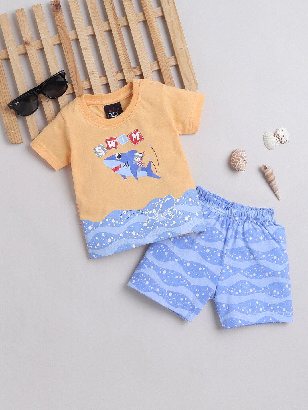 little county infants graphic printed pure cotton t-shirt with shorts
