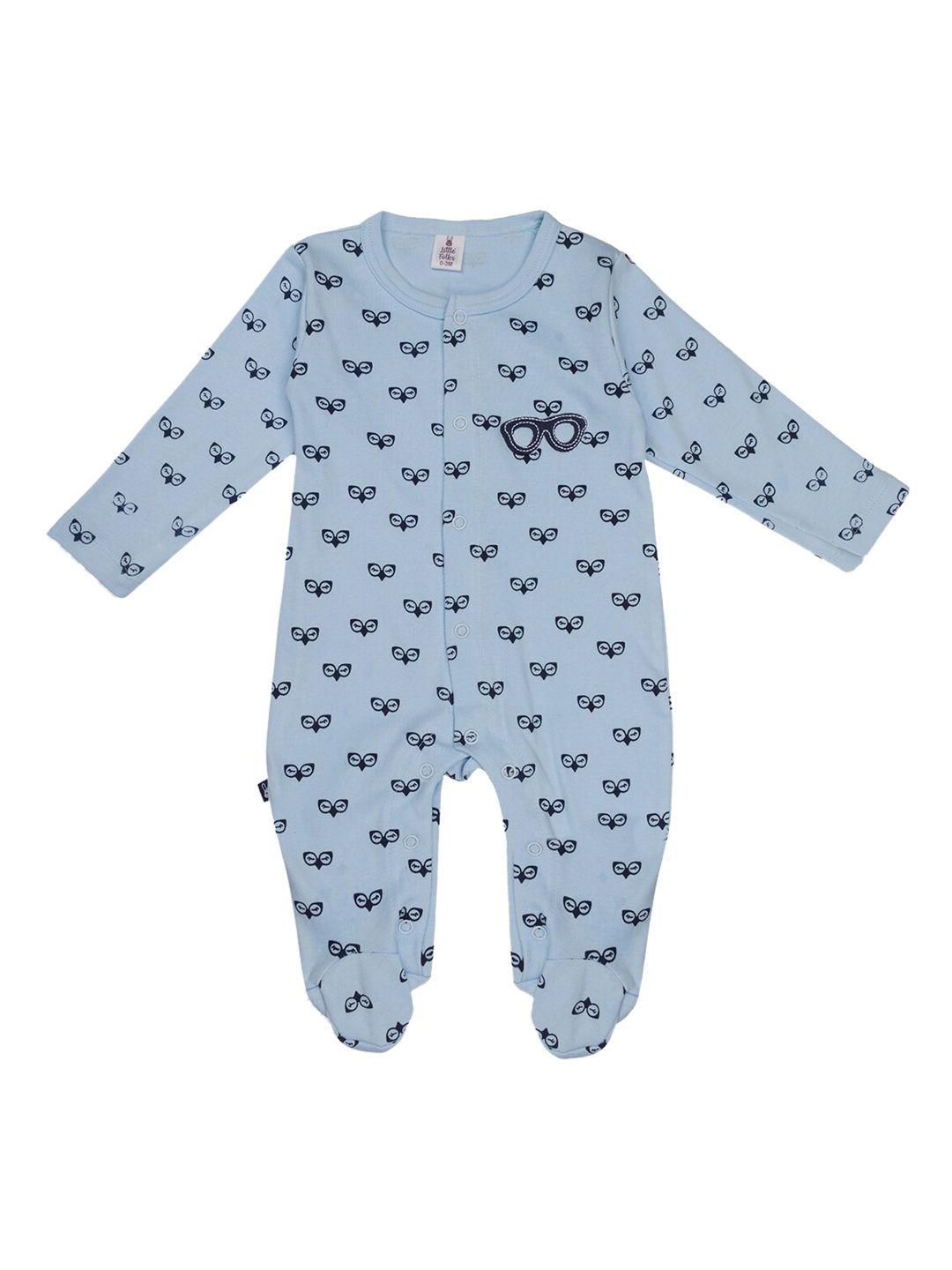 little folks kids printed cotton romper with booty