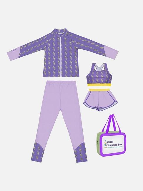 little surprise box kids purple printed full sleeves top set