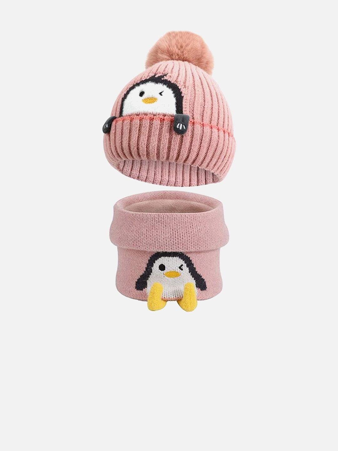 little surprise box llp infant penguin woven wool winter cap & muffler set