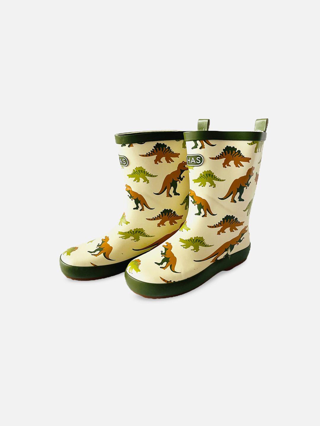 little surprise box llp kids green dinosaur printed mid-top gum rain boots