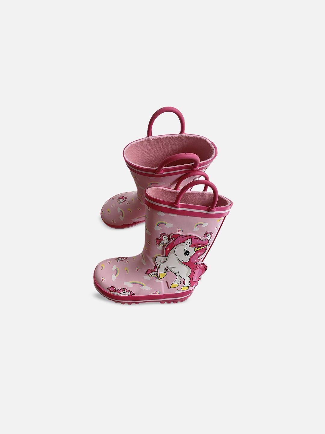 little surprise box llp kids unicorn printed waterproof mid-top rain boots