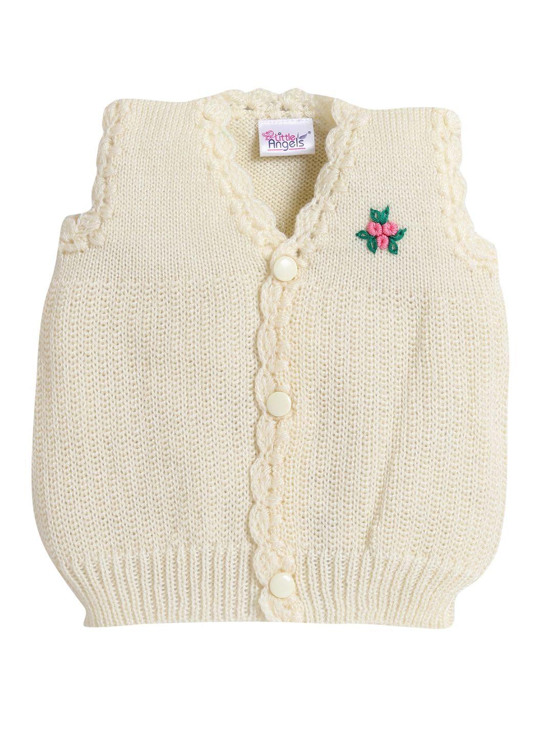 little angels boys cream-coloured & pink cardigan with embroidered detail