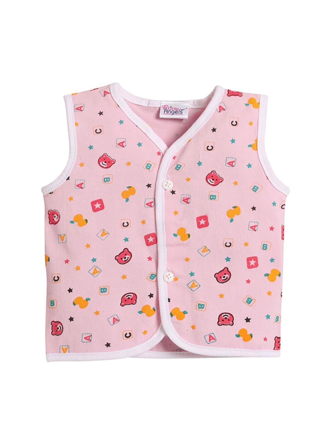little angels infant kids pink printed cotton innerwear vests