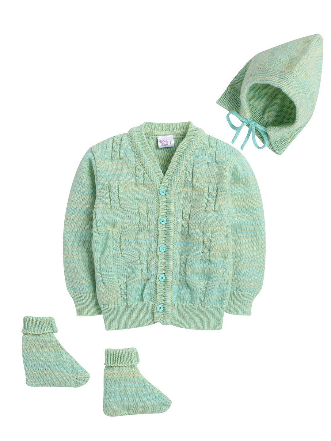 little angels infants kids green cable knit acrylic cardigan