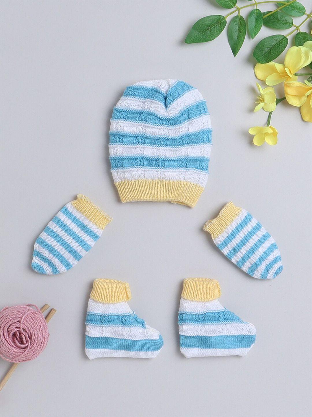 little angels infants kids striped beanie with mittens & socks
