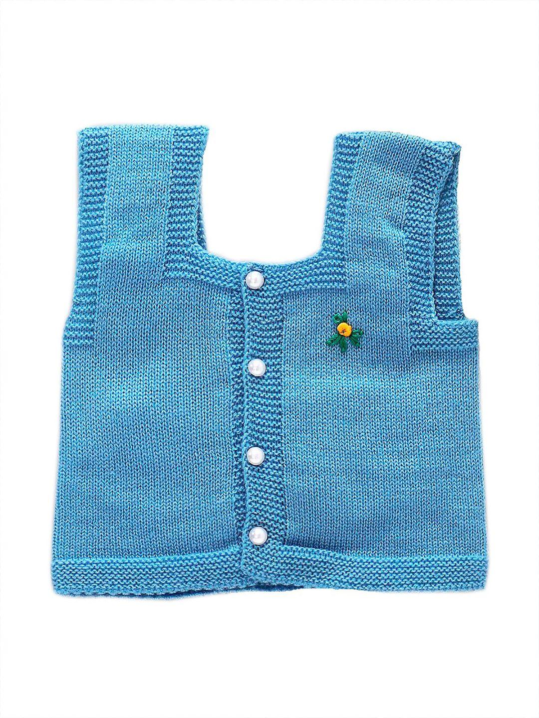 little angels kids blue & green embroidered sweater vest