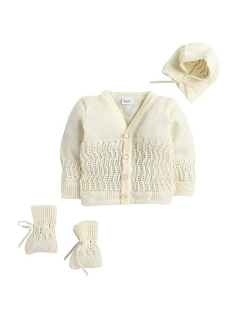 little angels kids cream textured pattern full sleeves sweater set