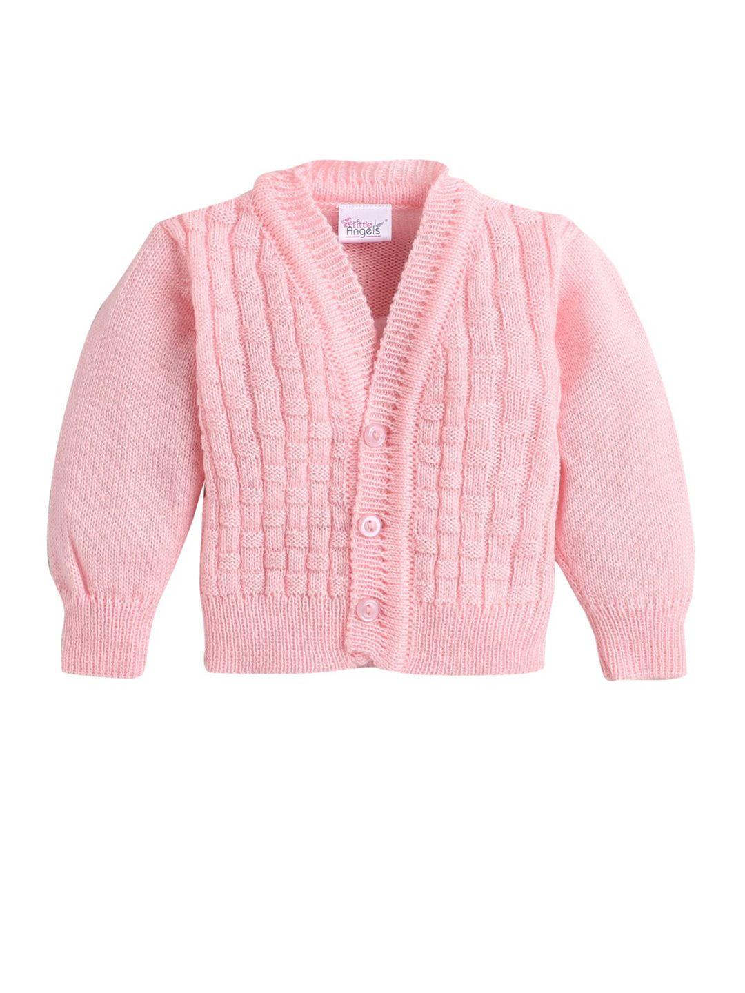 little angels kids self design v-neck acrylic cardigan