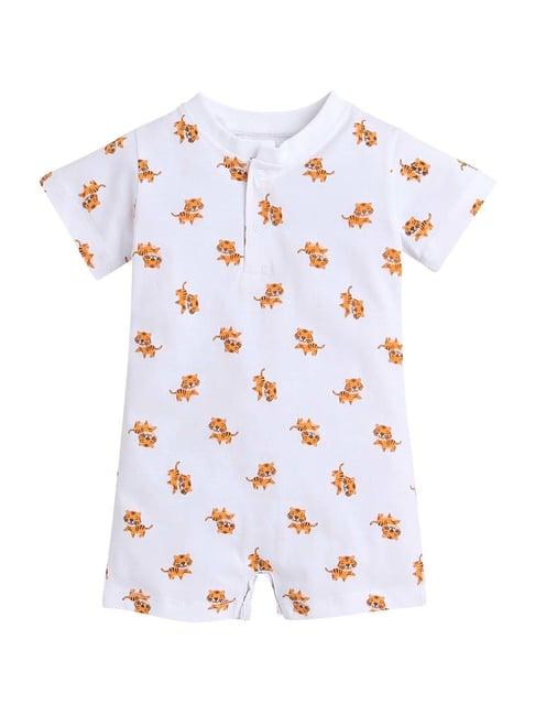 little angels kids white cotton printed romper