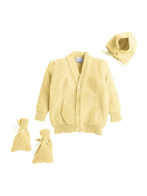 little angels kids yellow textured pattern full sleeves sweater set