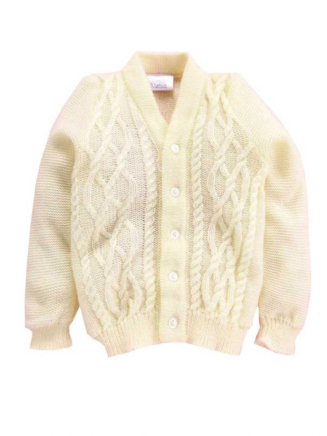 little angels unisex kids cream-coloured cable knit acrylic cardigan