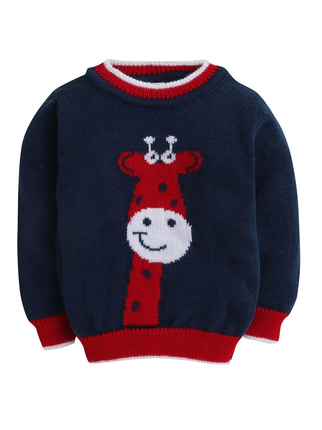 little angels unisex kids navy blue & red printed pullover