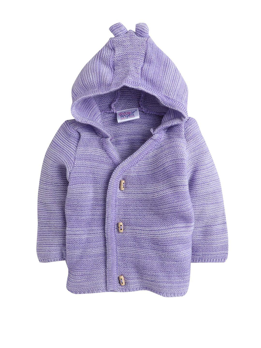 little angels unisex kids purple cable knit cardigan