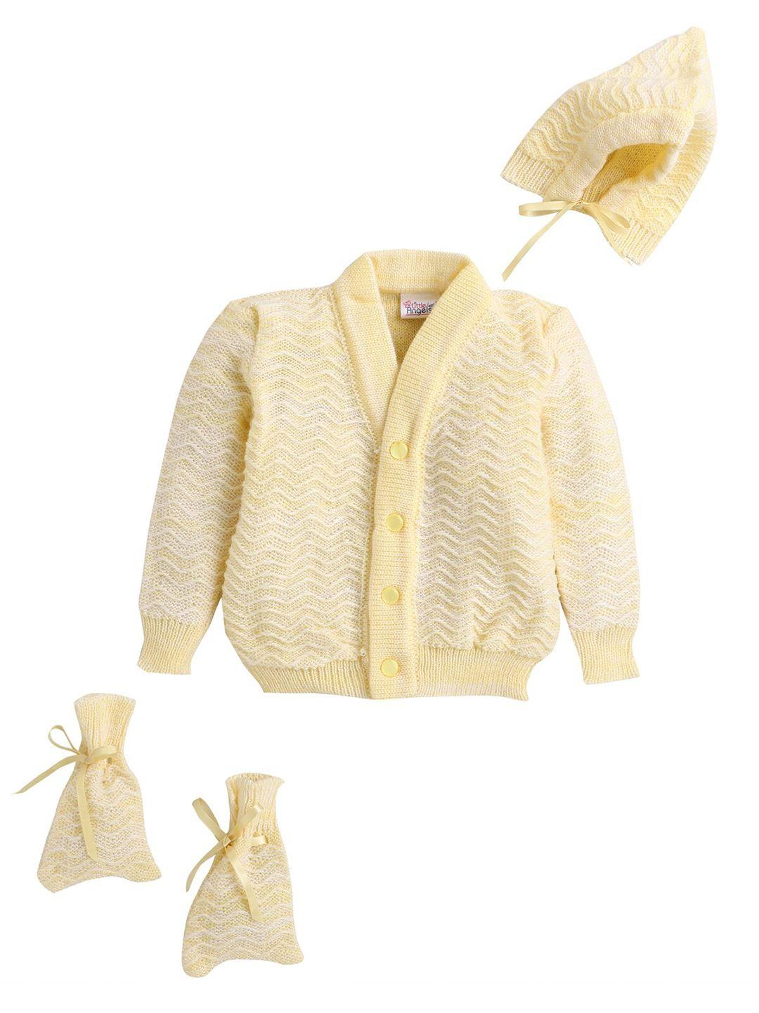 little angels unisex kids yellow & off white ribbed