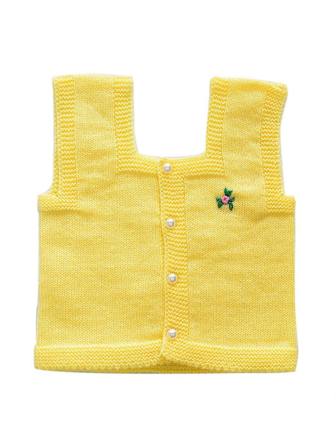 little angels unisex kids yellow embroidered