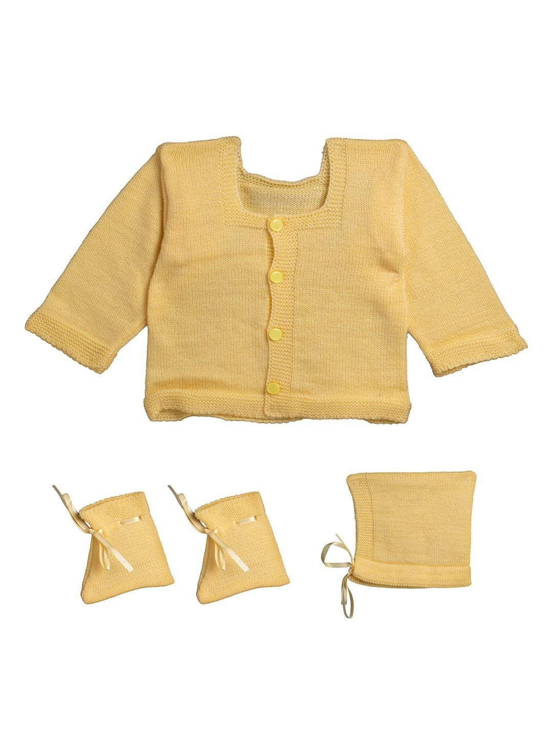 little angels unisex kids yellow solid cardigan sweater