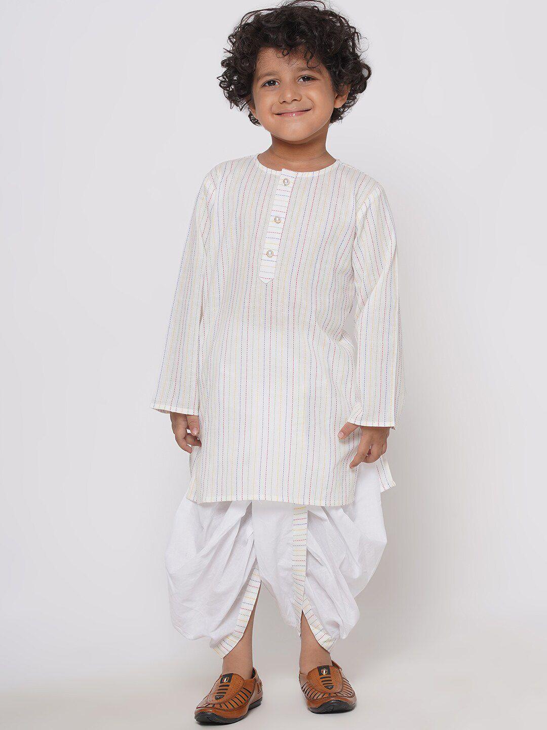 little bansi boys striped pure cotton kurta with dhoti pants