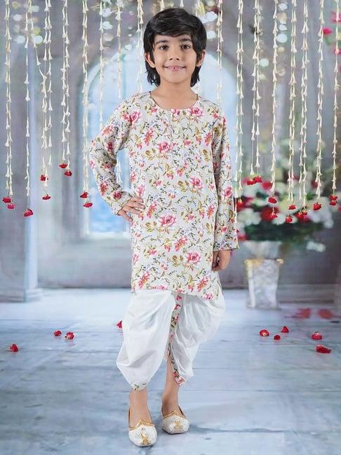 little bansi multicolor cotton floral print full sleeves kurta set