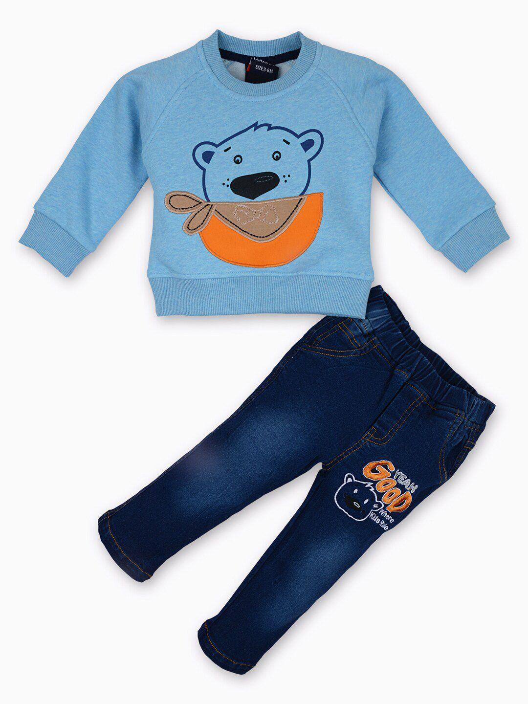 little county boys blue printed t-shirt with trousers