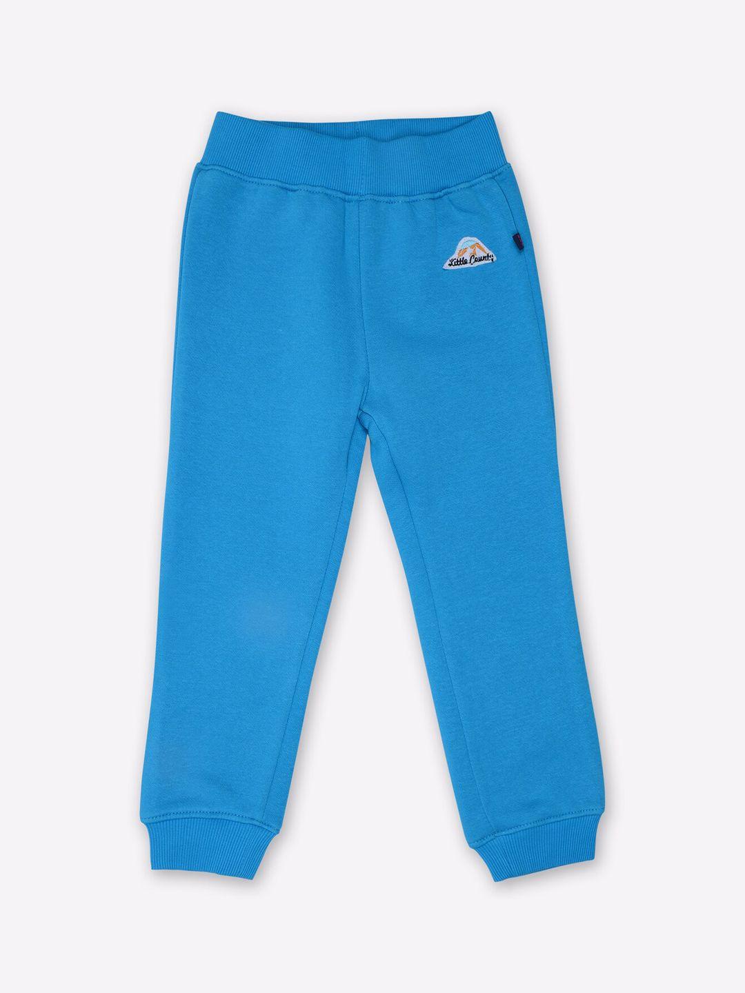 little county boys blue solid pure cotton joggers track pants